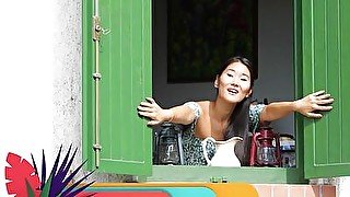 Tiny titted asian beauty Katana Storm stripping at a vineyard outdoor