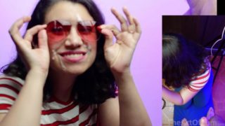 Red sunglasses! - CFNM Blowjob, Facial, Cum licking & Swallow!