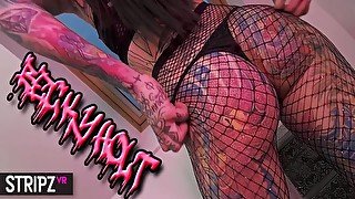 Becky Holt In Fishnets - Tattooed Babe Strips