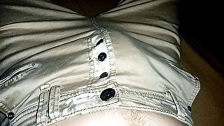 Couldn't pick up a lady tonight, so I cum onto my own light brown jeans 🙄🍆💧