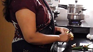 Pretty Indian Big Boobs Stepmom Fucked in Kitchen by Stepson