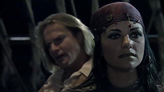 Handsome pirate with a big dick bangs two sexy babes