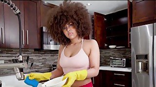 Latina maid with a fat ass is serving with her body