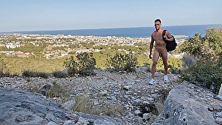 Aesthetic man does naked hiking and gets caught