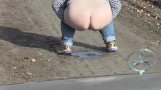 Pissing on the road in front of the car taking off panties mature bbw milf with a hairy pussy