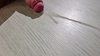 big dick Cumshot on table