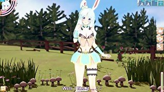 3D/Anime/Hentai: Cute Bunny Girl Having Fun Outside In The Grass