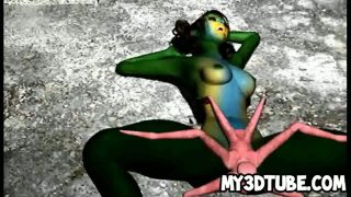 Hot 3D alien babe getting fucked hard by a spider