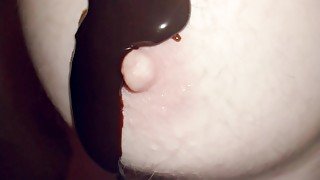 HD Slow Motion Queer Goth  FTM In Monster Drag  Spank and Masturbate Chocolate Syrup  Food Fetish Ch