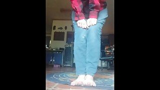 Trying to walk and falling with bound feet