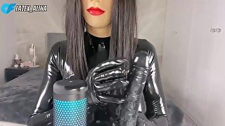 ASMR Latex Gloves Dildo Handjob