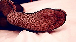 Mistress soles in nylon socks close ups