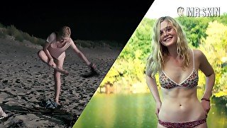 Nice footage of hot Dakota Fanning flashing her bum in some nude scenes