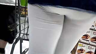 Sexy Ass In White Legging (See Through Panties)