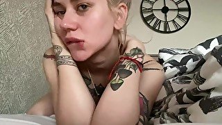 Rude girl shows her tattoos