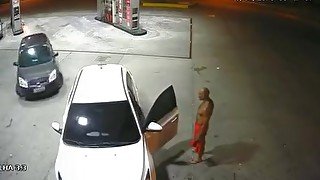 Public gas station blowjob caught on security cam