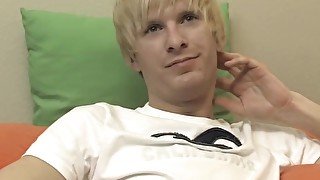 Solo masturbation with young blond guy