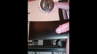 Guy with hyperapermia fills a Fleshlight with a massive load, then lets it drip out everywhere!