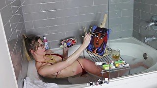 Paint Hub: 1: Julia Roxanna Redfoot Paints A Portrait Topless In The Tub