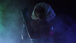 latex Halloween MILF Arya Grander seduce with ASMR rubber gloves sounds SFW fetish video