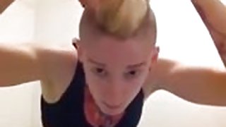 punkrock girl shaves her head