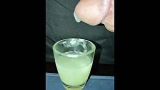 Trying to add another load to a shot glass with a month’s worth of my cum—slow motion 