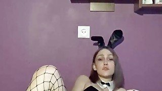 Vaping bunny cosplay and masturbating