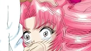 Pink haired anime whore with big tits takes a huge cock from behind