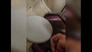 Femboy masturbates on the train, big white cock, public, exhibitionism, slutty emo boy in a skirt