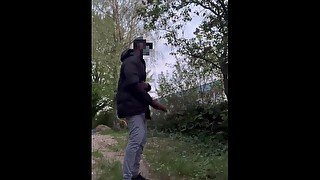 35cm Big Black Dick cumming in public