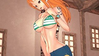 One Piece Hentai - Nami fingers her pussy in a pirate bar! Arrrrgh!