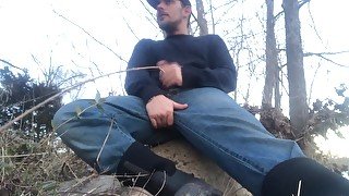 OUTDOORS: Big Dick Country Boy Fishing and Blowing a Big Load One The River Bank