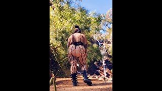 Public: BBW Inked Milf Filming Near Waterfall - Blowjob in Public - Risky