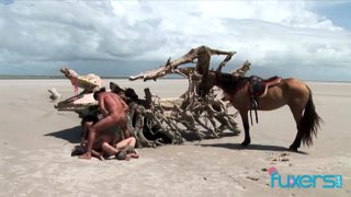 Brazilian beach threesome