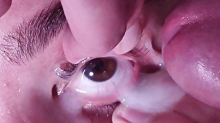 Cum into open eye extreme close up  cum desperation