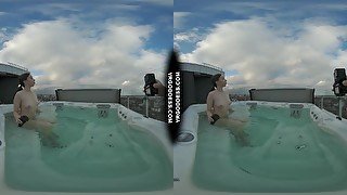 Behind The Scenes Filming Pretty Lika Rooftop Jacuzzi Dildo Masturbating