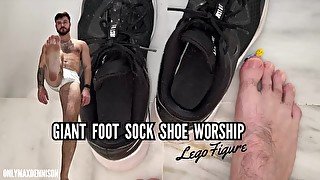 Giant foot sock shoe worship - Lego figure