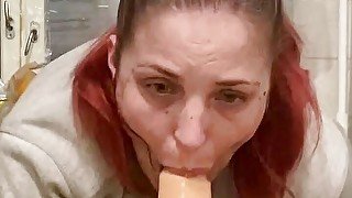 deepthroat and spit on face with fuck machine