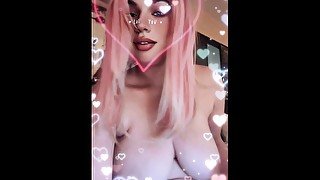 Megurine Luka Plays with her big boobs