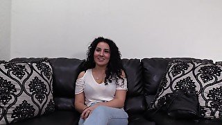 Buxom amateur brunette Hollie ass fucked on the casting couch