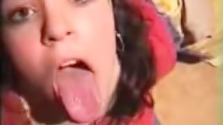 She is so pretty sucking his cock