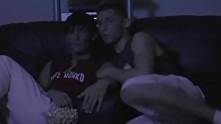 Young lovers sucking dick after exciting movie night