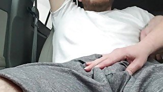 Babe jacking me off in the car till I cum