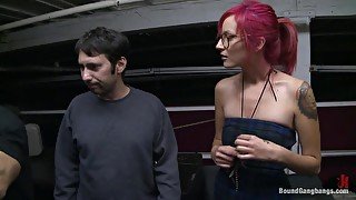 Art student 18+ Gangbang in Freight Elevator