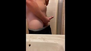 Edging my cock in the bathroom ! Watch me go soft to rock hard