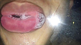 Glass tongue licking and kissing