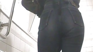 Toilet spy camera shot beautiful amateur asses close up