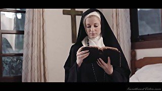 Sinful lesbian nun Mona Wales is licking and finger fucking juicy pussy