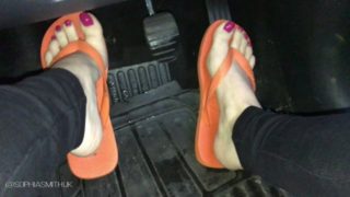 Cute Girl Teases Her Feet in Flip Flops Pedal Pumping