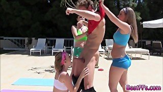 Hunk Guy Lures These Lovely Girls Into Hot Yoga Sex